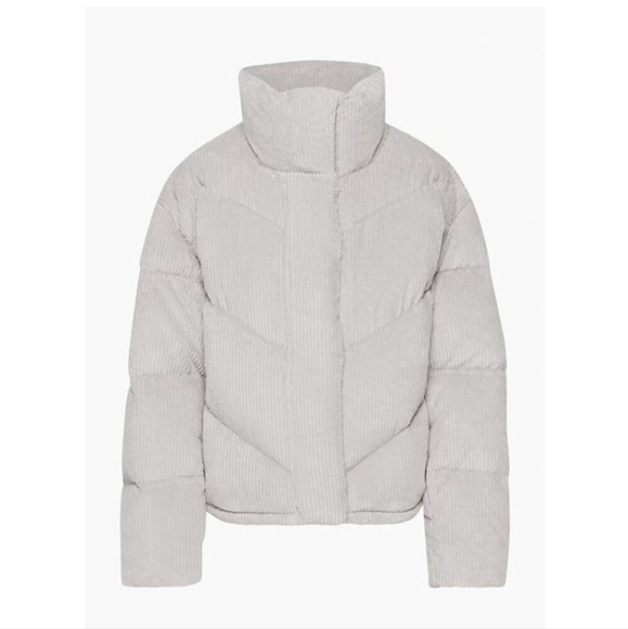 NWT WILFRED Cloud Puff Coat Gull Grey Cush Cord Corduroy Jacket M Aritzia - Picture 5 of 14